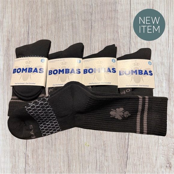 Bombas Accessories - Bombas Women’s/Unisex Black and Gray Casual Crew Socks 5 pairs.
